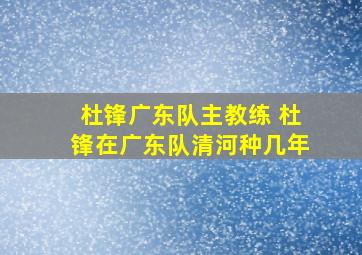 杜锋广东队主教练 杜锋在广东队清河种几年